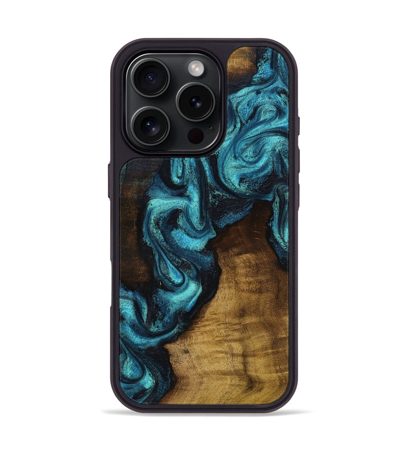 iPhone 16 Pro Wood Phone Case - Marcia (Blue, 801803)