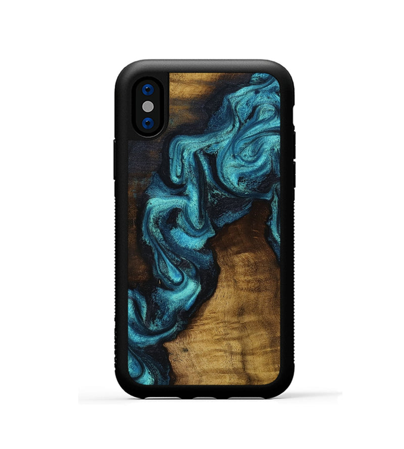 iPhone Xs Wood Phone Case - Marcia (Blue, 801803)