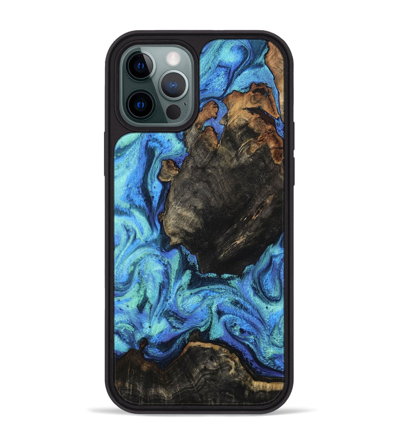 iPhone 12 Pro Max Wood Phone Case - Loren (Blue, 801804)