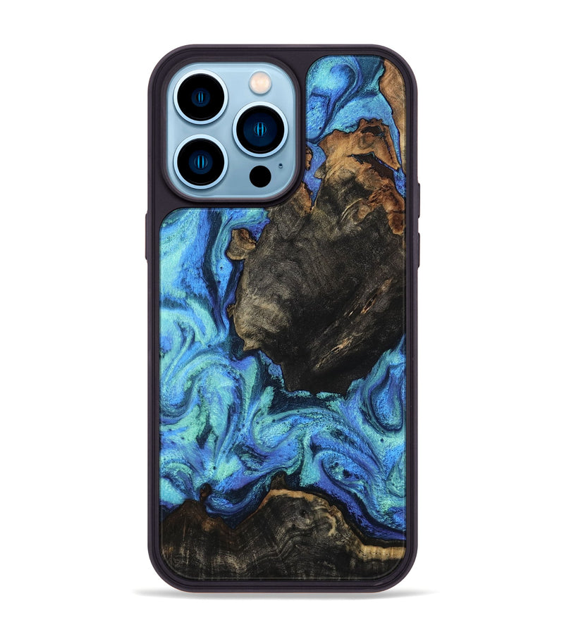 iPhone 14 Pro Max Wood Phone Case - Loren (Blue, 801804)