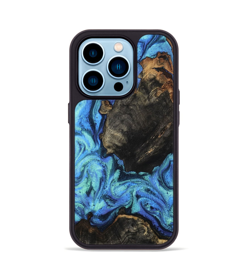 iPhone 14 Pro Wood Phone Case - Loren (Blue, 801804)