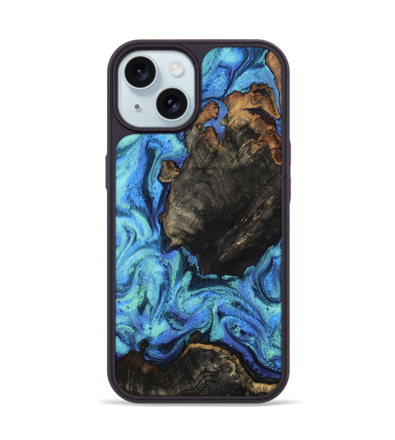 iPhone 15 Wood Phone Case - Loren (Blue, 801804)