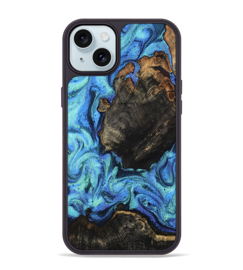 iPhone 15 Plus Wood Phone Case - Loren (Blue, 801804)