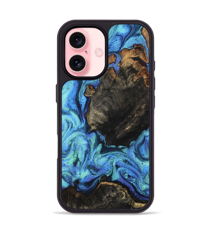 iPhone 16 Wood Phone Case - Loren (Blue, 801804)
