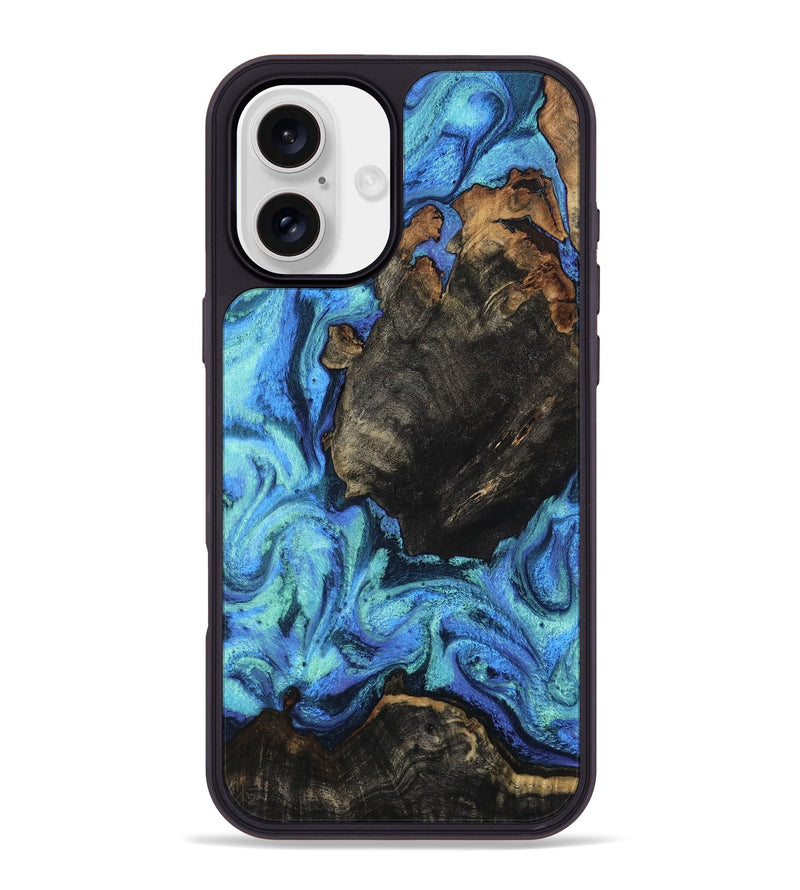 iPhone 16 Plus Wood Phone Case - Loren (Blue, 801804)