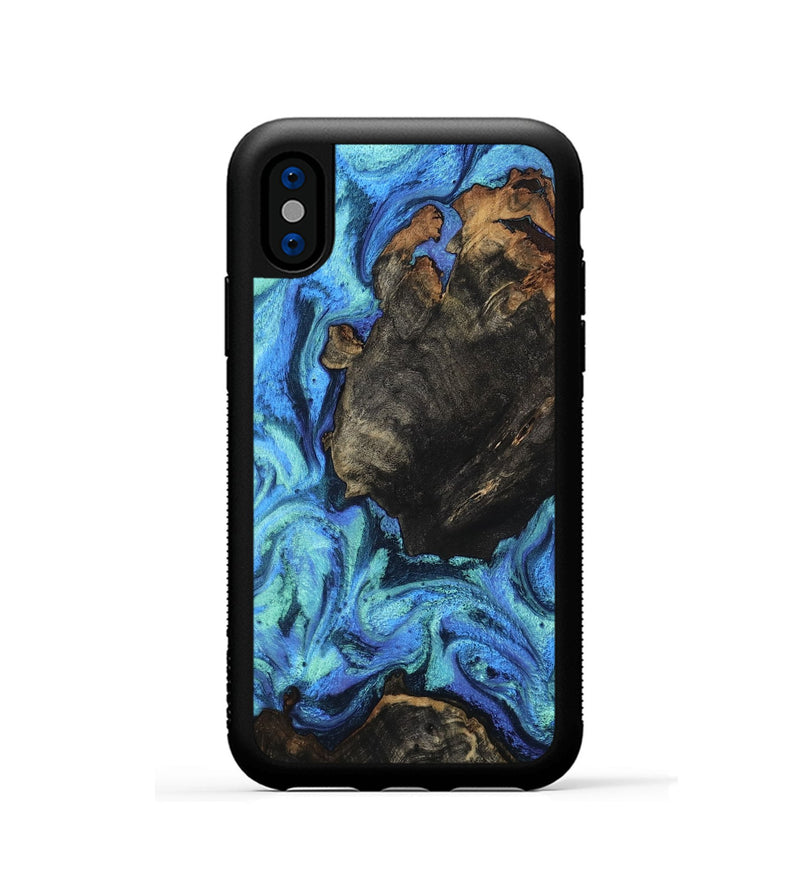 iPhone Xs Wood Phone Case - Loren (Blue, 801804)