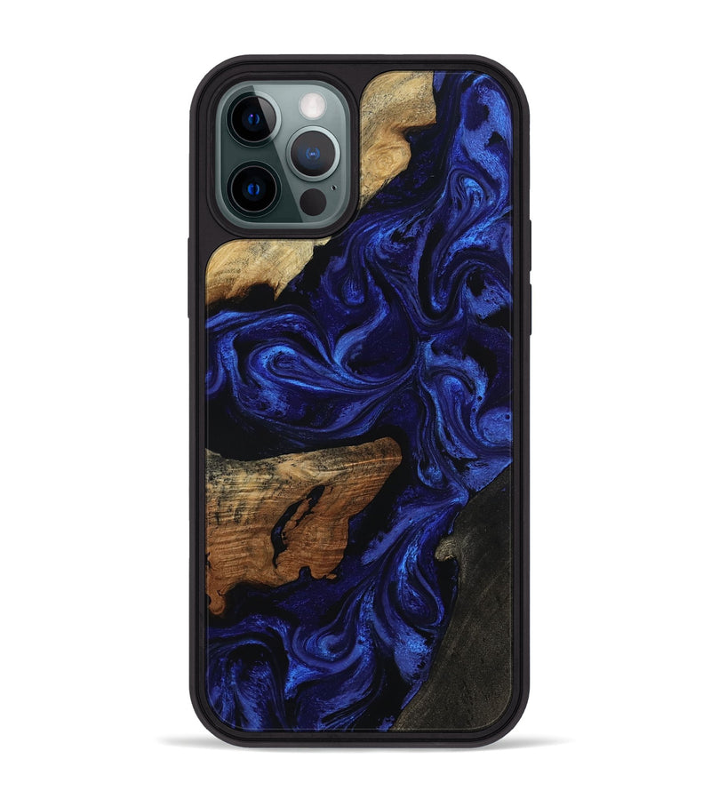 iPhone 12 Pro Max Wood Phone Case - Elva (Blue, 801805)