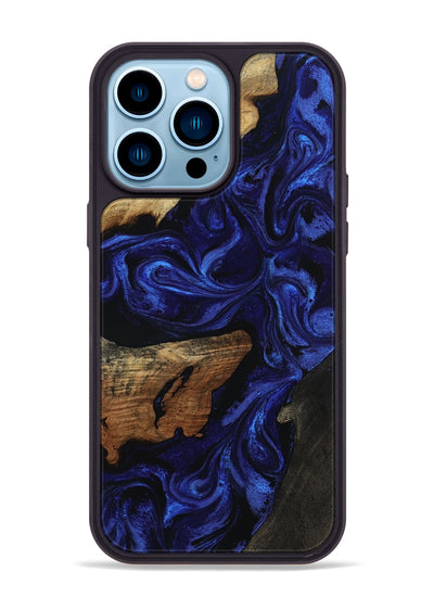 iPhone 14 Pro Max Wood Phone Case - Elva (Blue, 801805)