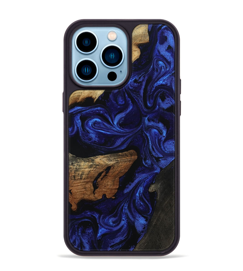 iPhone 14 Pro Max Wood Phone Case - Elva (Blue, 801805)
