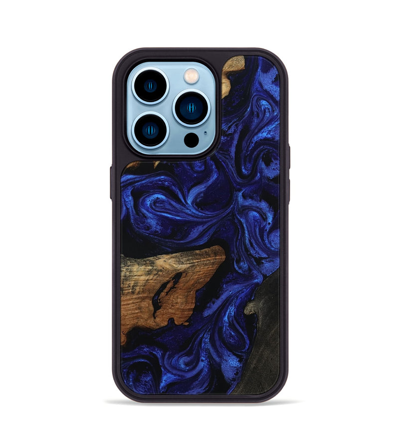 iPhone 14 Pro Wood Phone Case - Elva (Blue, 801805)