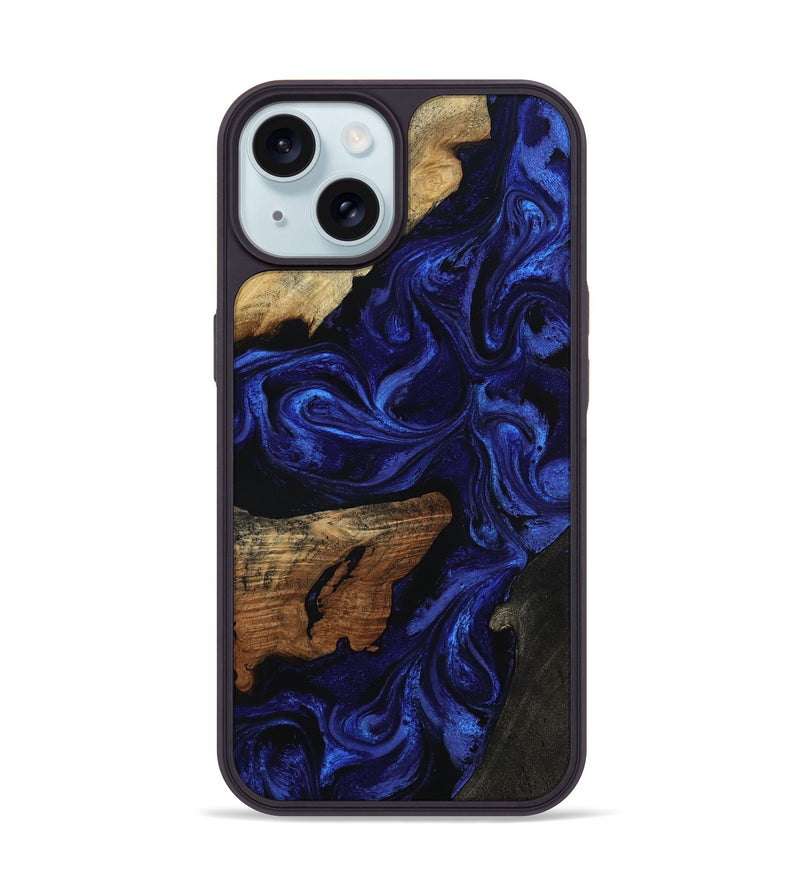 iPhone 15 Wood Phone Case - Elva (Blue, 801805)