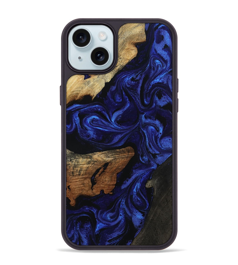 iPhone 15 Plus Wood Phone Case - Elva (Blue, 801805)