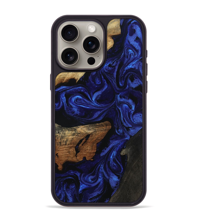 iPhone 15 Pro Max Wood Phone Case - Elva (Blue, 801805)