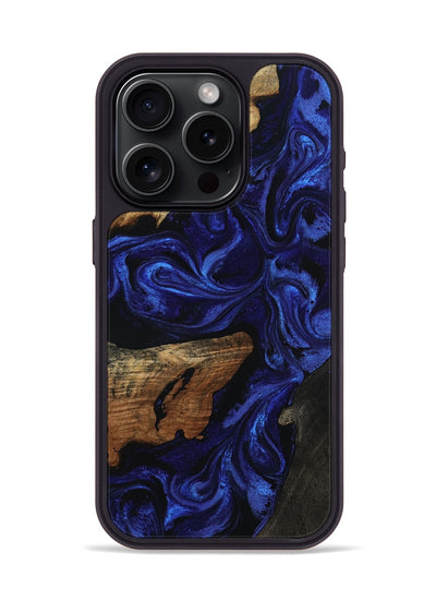 iPhone 15 Pro Wood Phone Case - Elva (Blue, 801805)