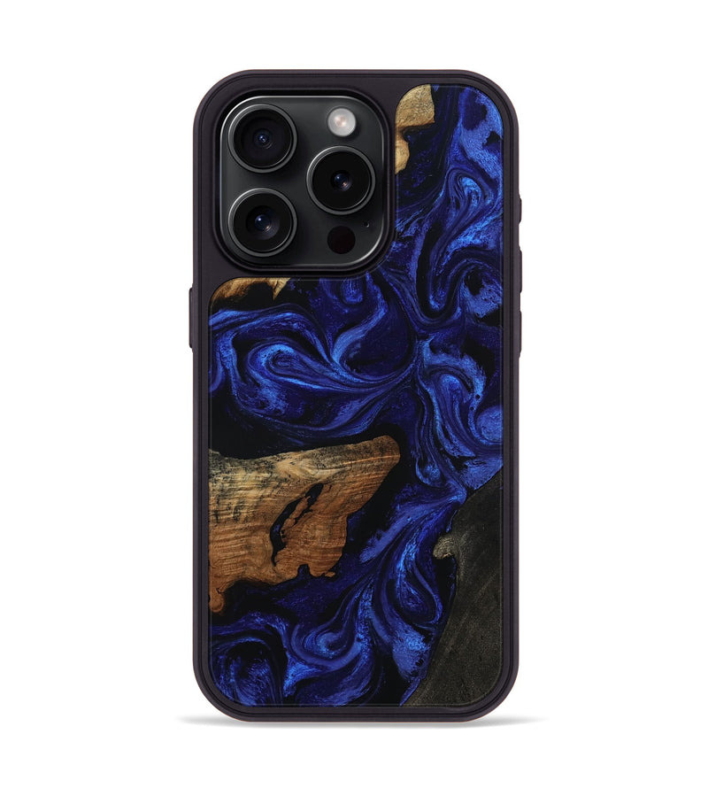 iPhone 15 Pro Wood Phone Case - Elva (Blue, 801805)