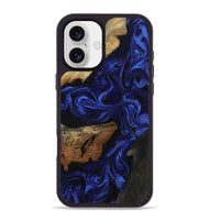 iPhone 16 Plus Wood Phone Case - Elva (Blue, 801805)