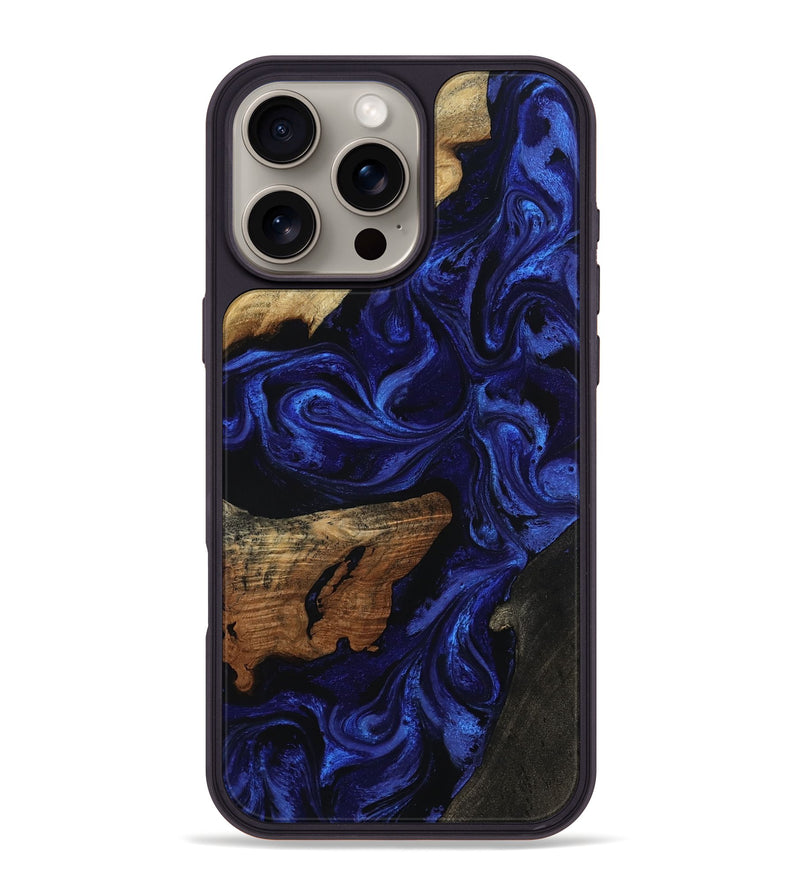 iPhone 16 Pro Max Wood Phone Case - Elva (Blue, 801805)