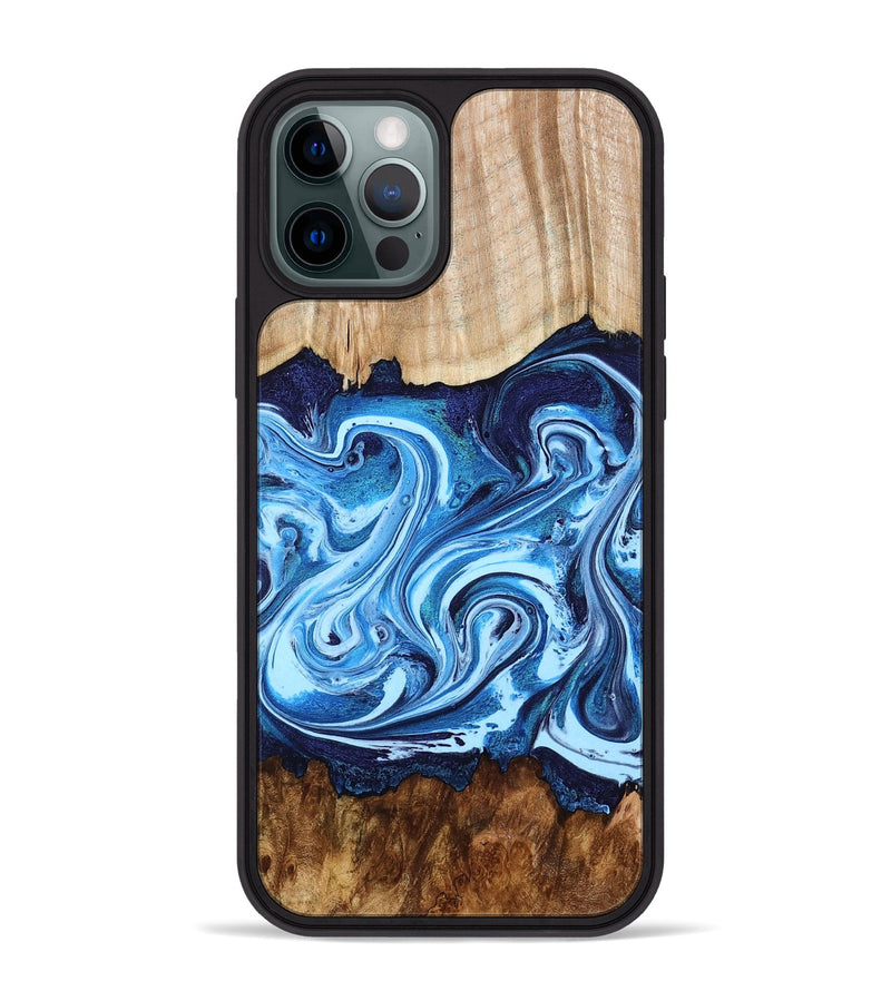iPhone 12 Pro Max Wood Phone Case - Darlene (Blue, 801806)