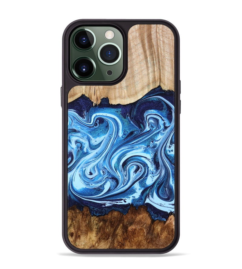 iPhone 13 Pro Max Wood Phone Case - Darlene (Blue, 801806)