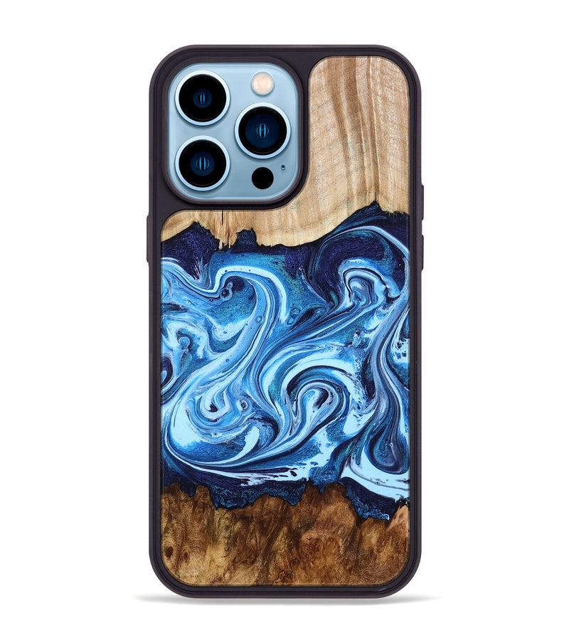 iPhone 14 Pro Max Wood Phone Case - Darlene (Blue, 801806)