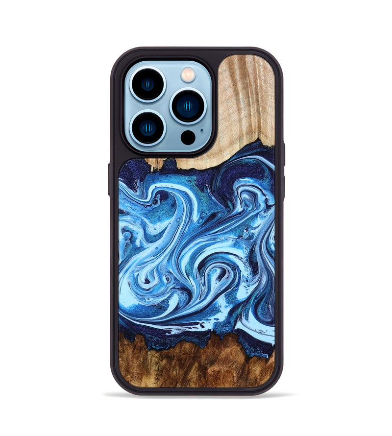 iPhone 14 Pro Wood Phone Case - Darlene (Blue, 801806)