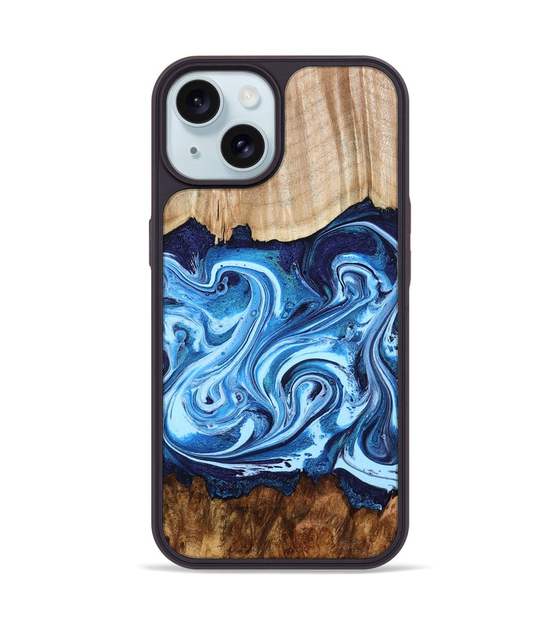 iPhone 15 Wood Phone Case - Darlene (Blue, 801806)