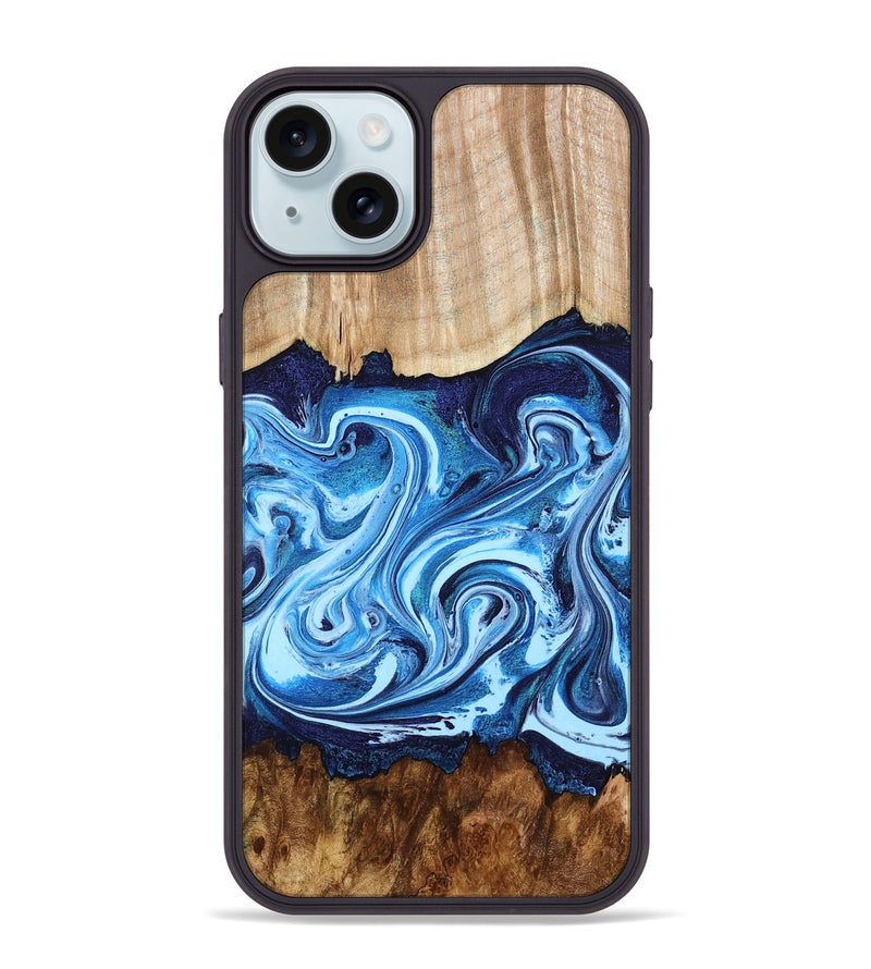 iPhone 15 Plus Wood Phone Case - Darlene (Blue, 801806)