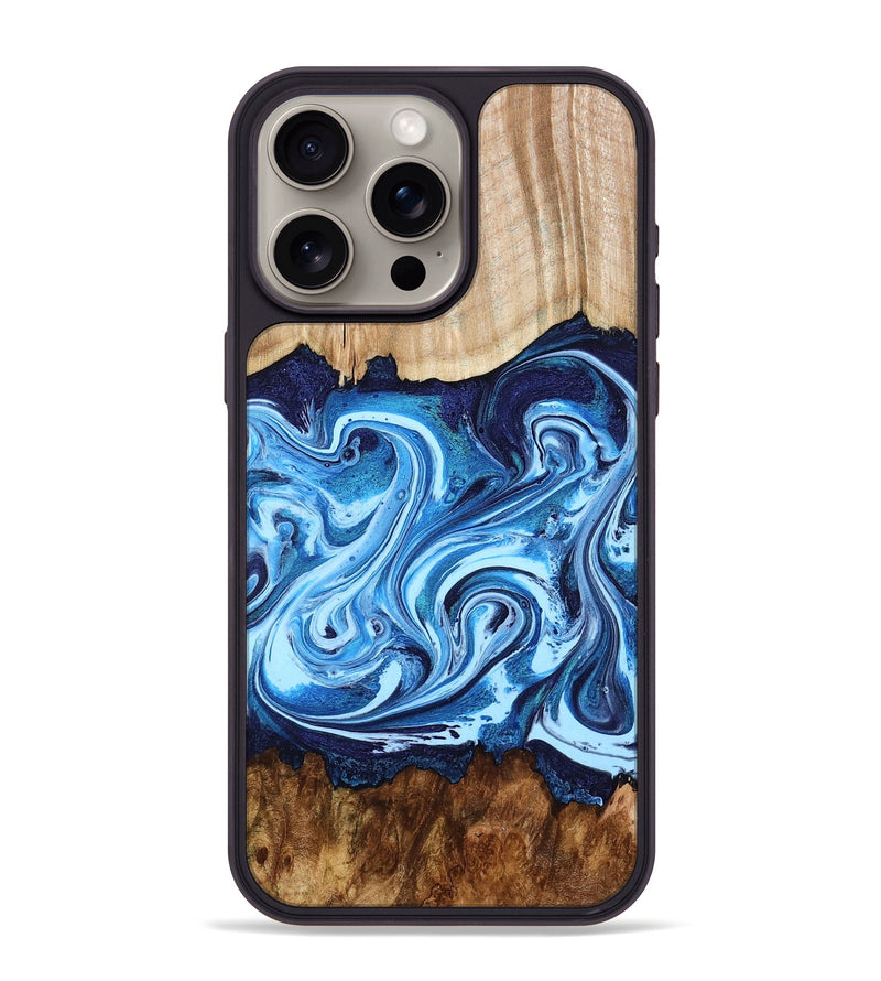 iPhone 15 Pro Max Wood Phone Case - Darlene (Blue, 801806)
