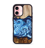 iPhone 16 Wood Phone Case - Darlene (Blue, 801806)