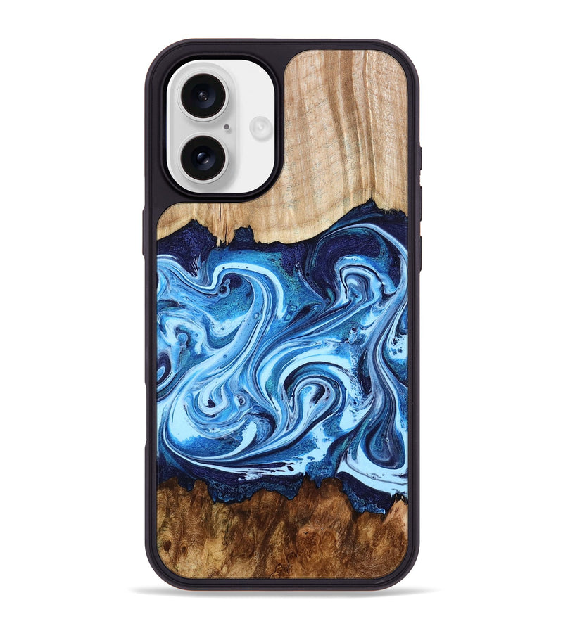 iPhone 16 Plus Wood Phone Case - Darlene (Blue, 801806)