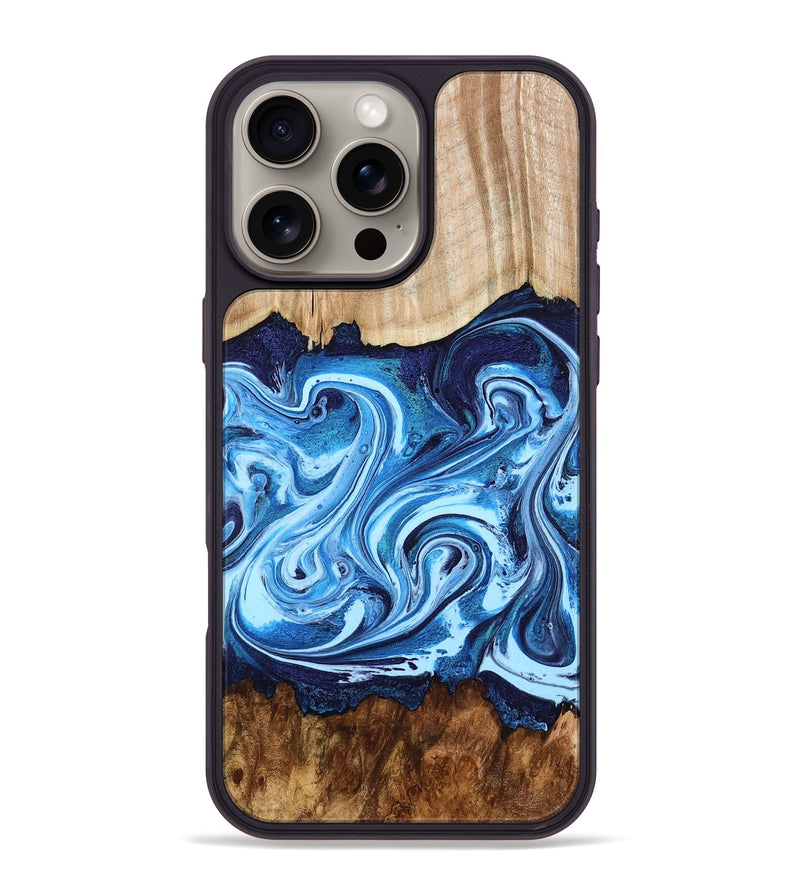 iPhone 16 Pro Max Wood Phone Case - Darlene (Blue, 801806)
