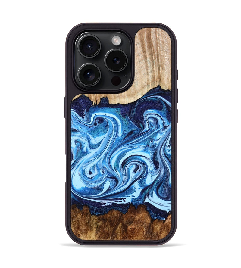 iPhone 16 Pro Wood Phone Case - Darlene (Blue, 801806)