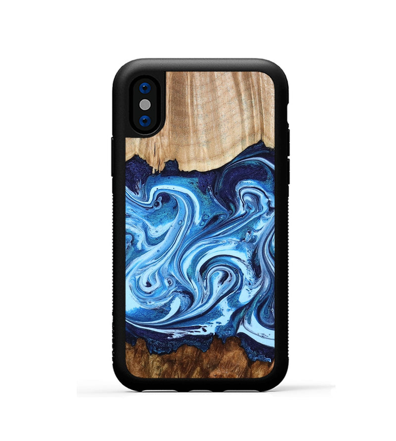 iPhone Xs Wood Phone Case - Darlene (Blue, 801806)