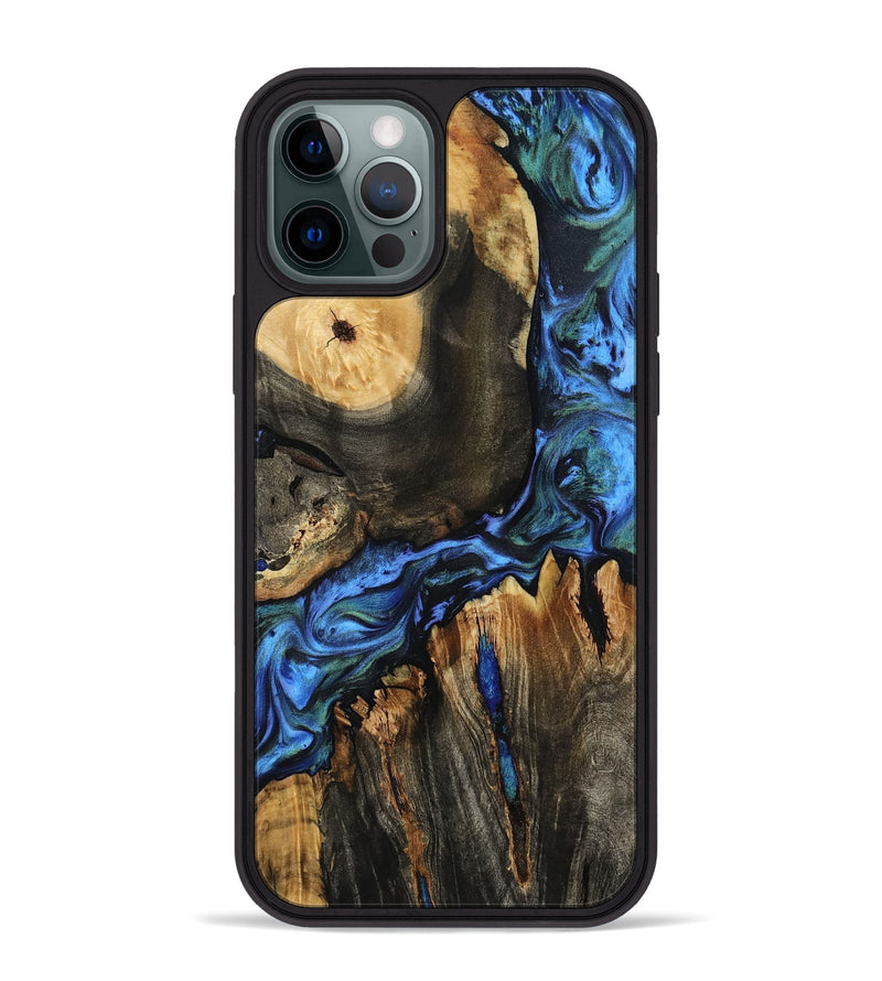 iPhone 12 Pro Max Wood Phone Case - Leif (Blue, 801807)