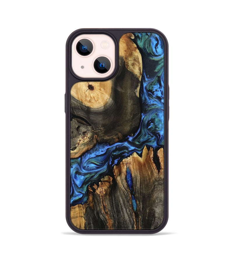 iPhone 14 Wood Phone Case - Leif (Blue, 801807)