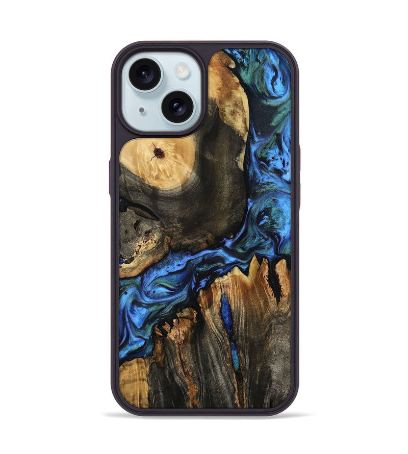 iPhone 15 Wood Phone Case - Leif (Blue, 801807)