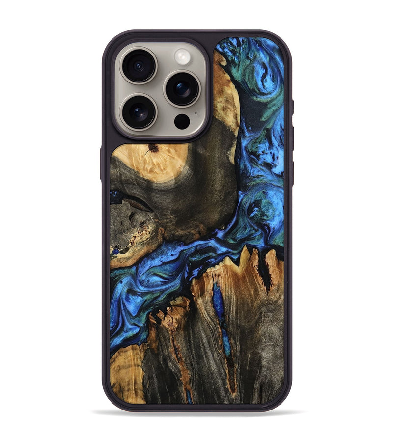 iPhone 15 Pro Max Wood Phone Case - Leif (Blue, 801807)