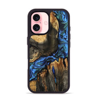 iPhone 16 Wood Phone Case - Leif (Blue, 801807)