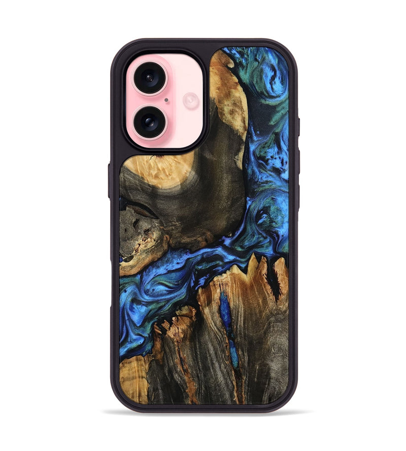 iPhone 16 Wood Phone Case - Leif (Blue, 801807)
