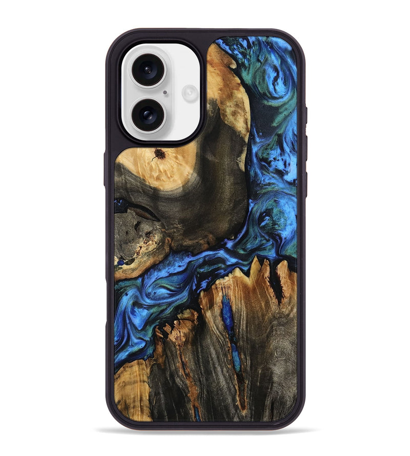 iPhone 16 Plus Wood Phone Case - Leif (Blue, 801807)