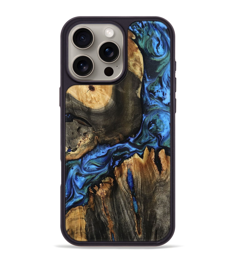 iPhone 16 Pro Max Wood Phone Case - Leif (Blue, 801807)