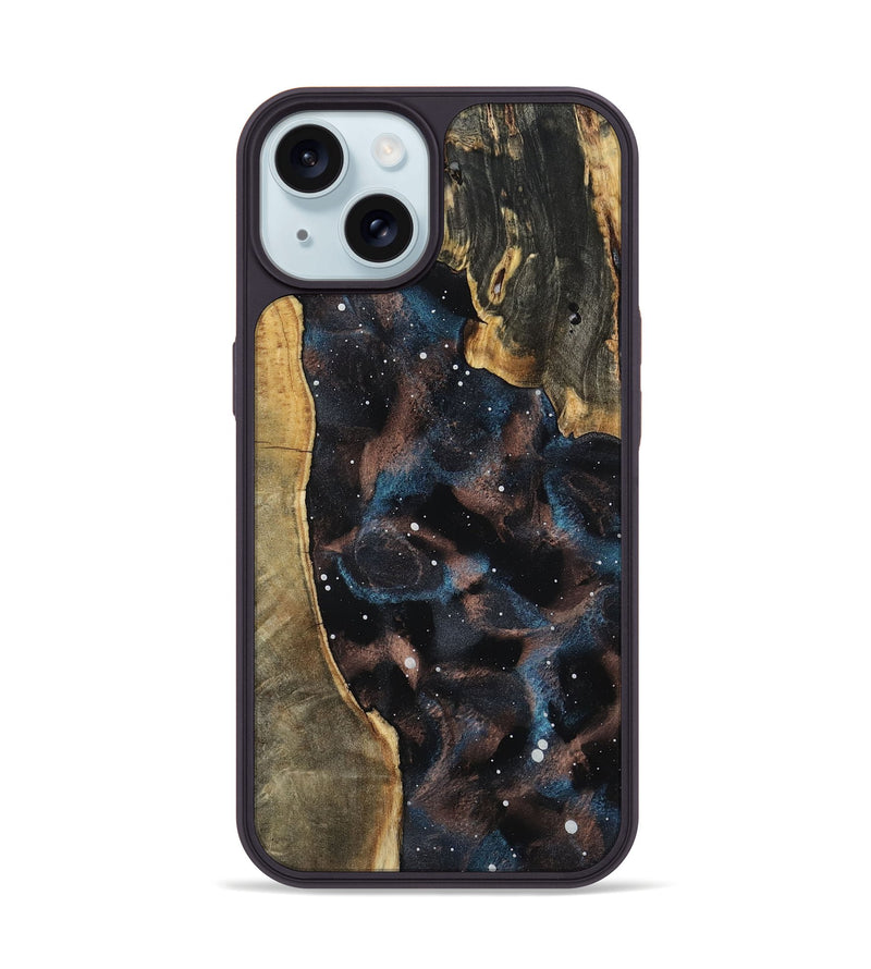 iPhone 15 Wood Phone Case - Pansy (Cosmos, 801848)