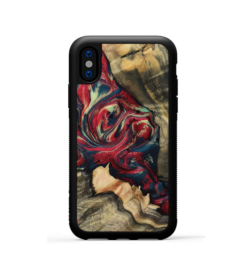 iPhone Xs Wood Phone Case - Tyrone (Red, 801864)