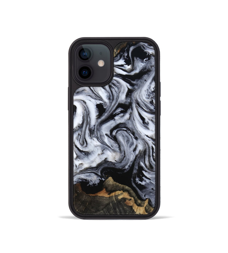 iPhone 12 mini Wood Phone Case - Tressie (Black & White, 801871)