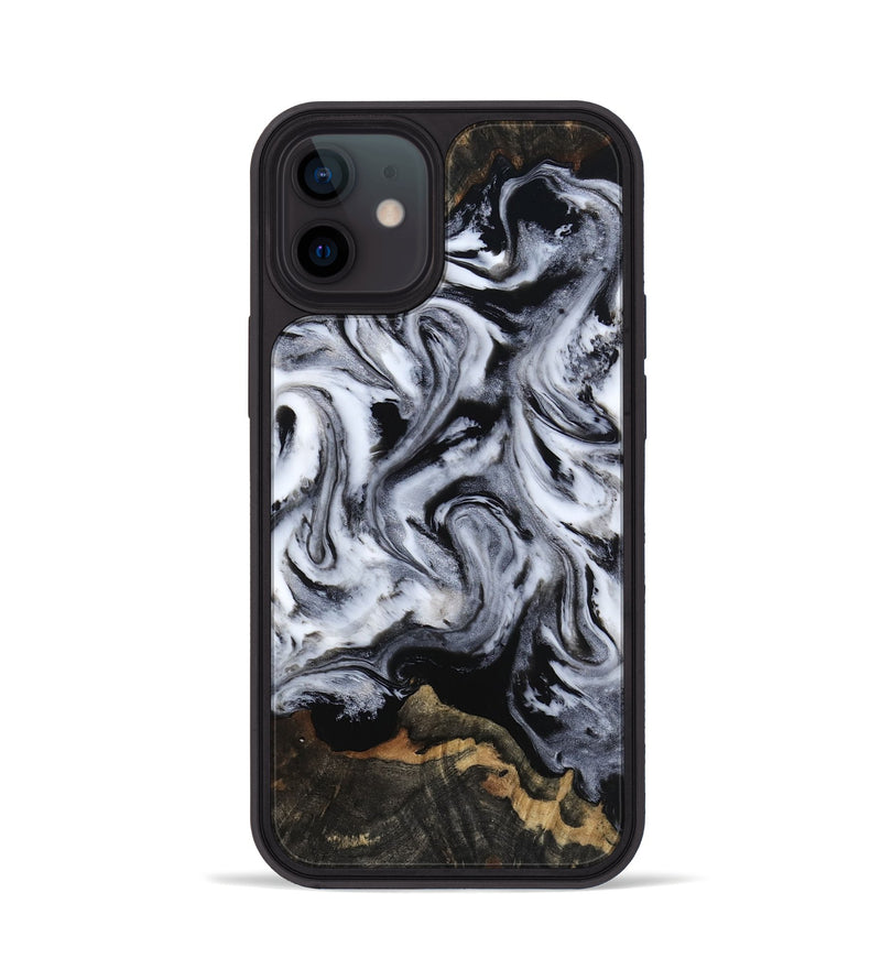 iPhone 12 Wood Phone Case - Tressie (Black & White, 801871)