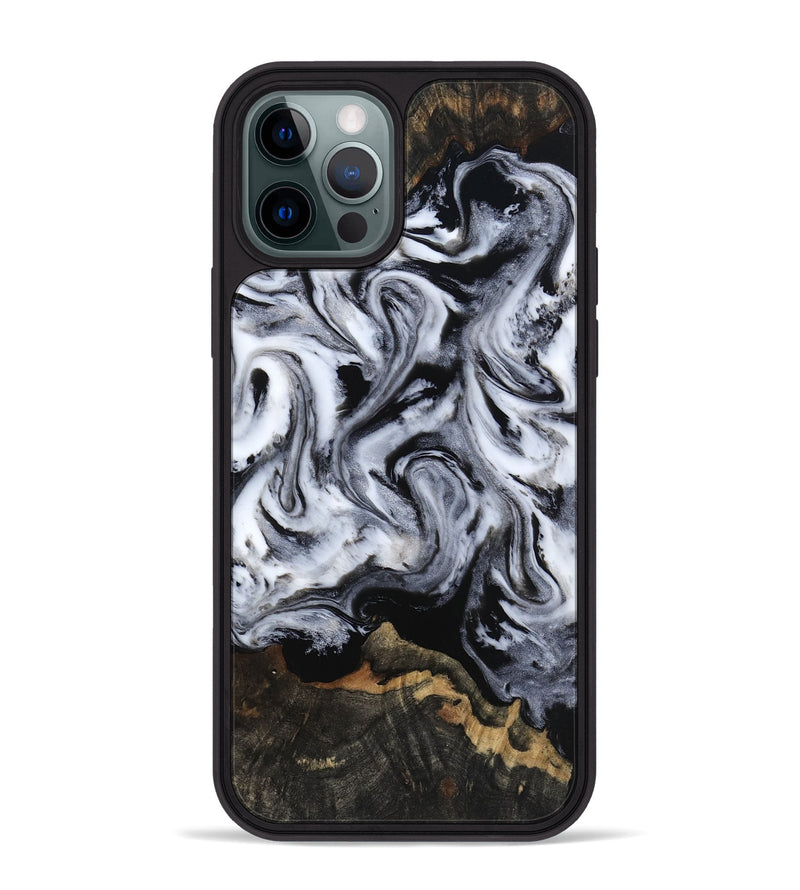 iPhone 12 Pro Max Wood Phone Case - Tressie (Black & White, 801871)