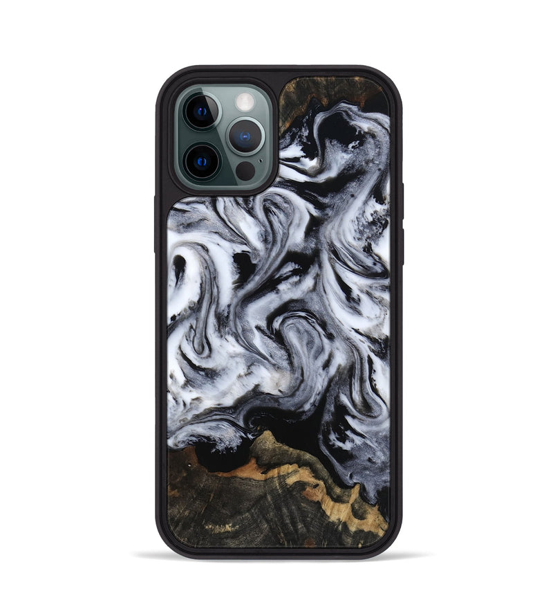 iPhone 12 Pro Wood Phone Case - Tressie (Black & White, 801871)