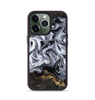 iPhone 13 Pro Wood Phone Case - Tressie (Black & White, 801871)