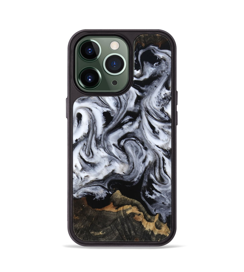 iPhone 13 Pro Wood Phone Case - Tressie (Black & White, 801871)