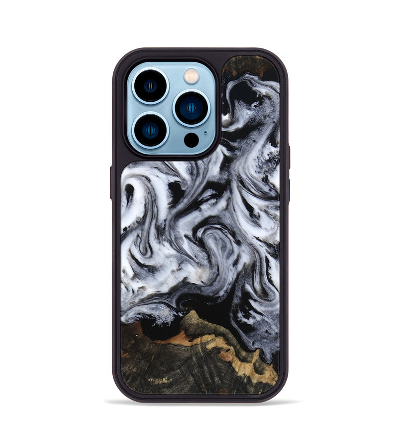 iPhone 14 Pro Wood Phone Case - Tressie (Black & White, 801871)